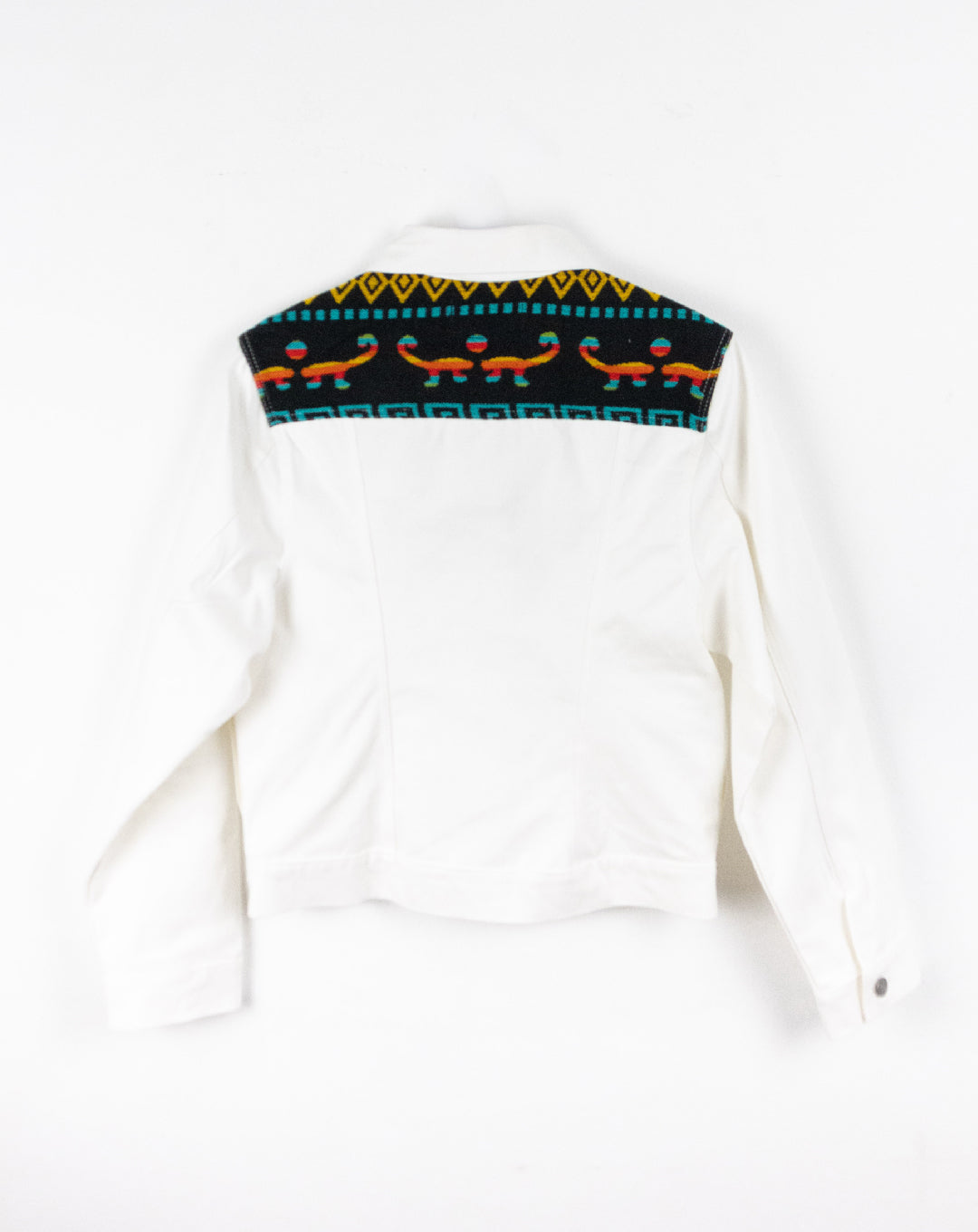 Chaqueta Mujer Jean Tejido Andino Hombro - Blanco
