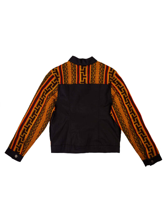 Chaqueta Mujer Jean Tejido Andino Mangas + Frente - Negro