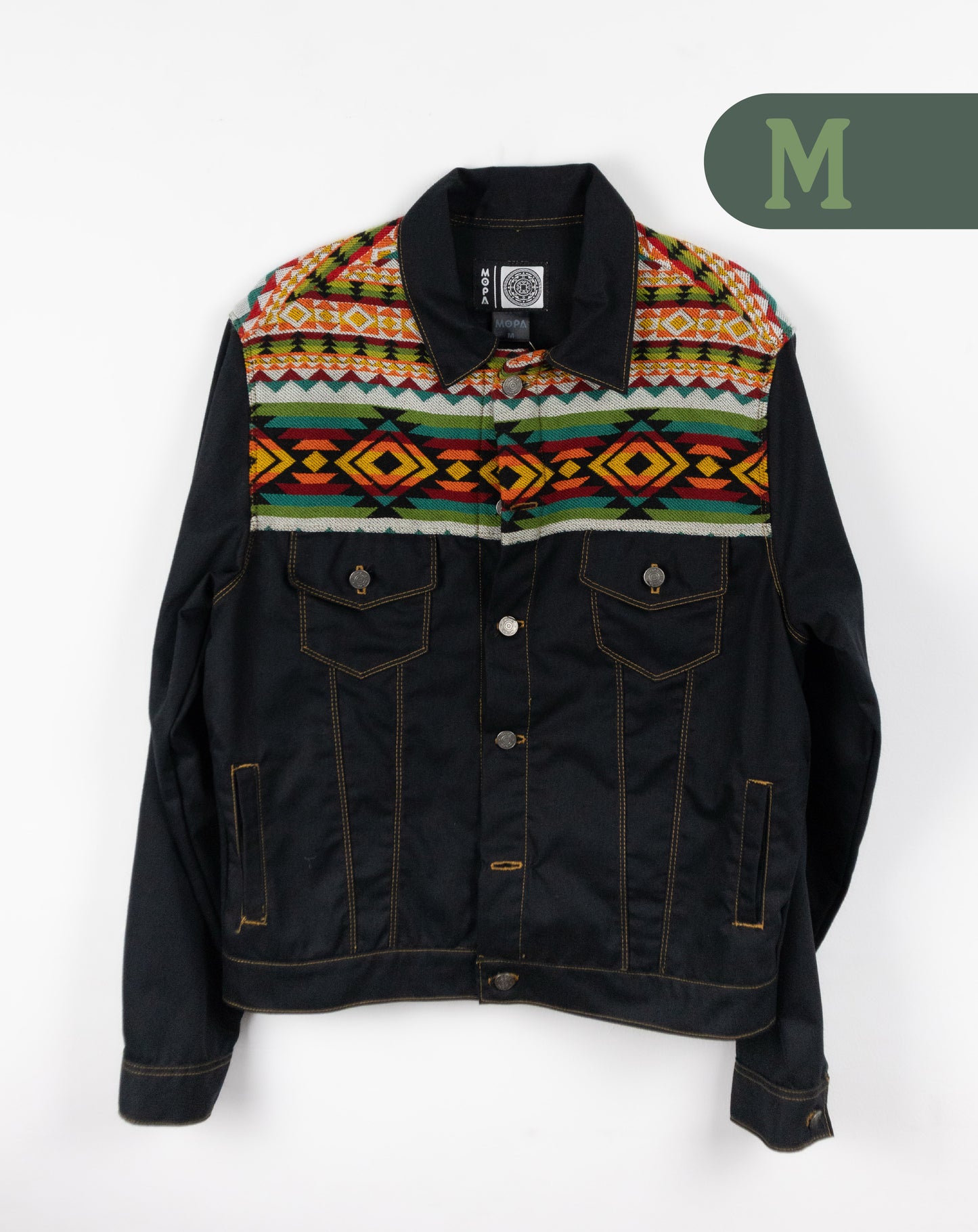 Chaqueta Hombre Jean Tejido Andino Hombro - Negro