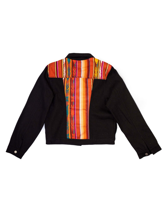 Chaqueta Mujer Jean Tejido Andino Hombro + Espalda - Negro
