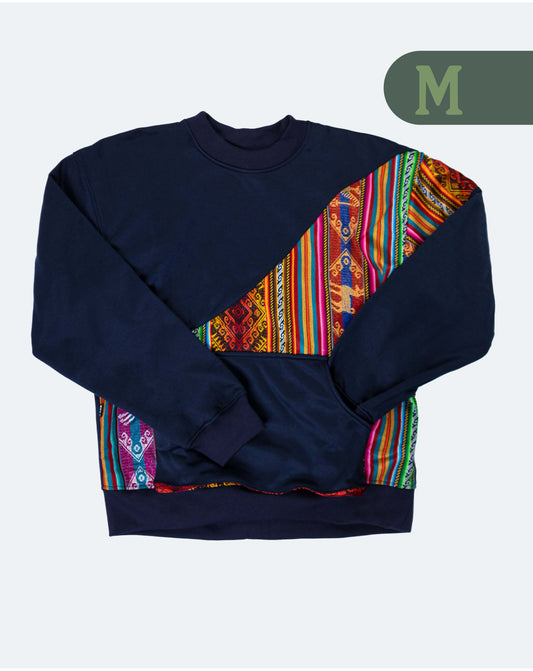 Buzo Unisex Corte Diagonal Tejido Andino - Azul