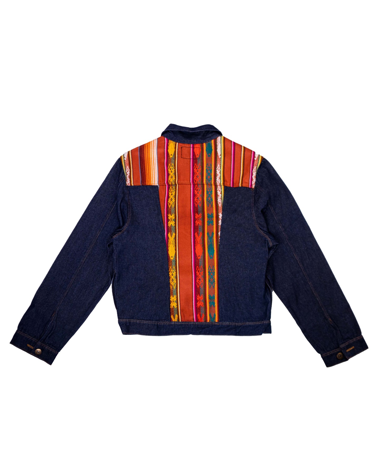 Chaqueta Mujer Jean Tejido Andino Hombro + Espalda - Azul