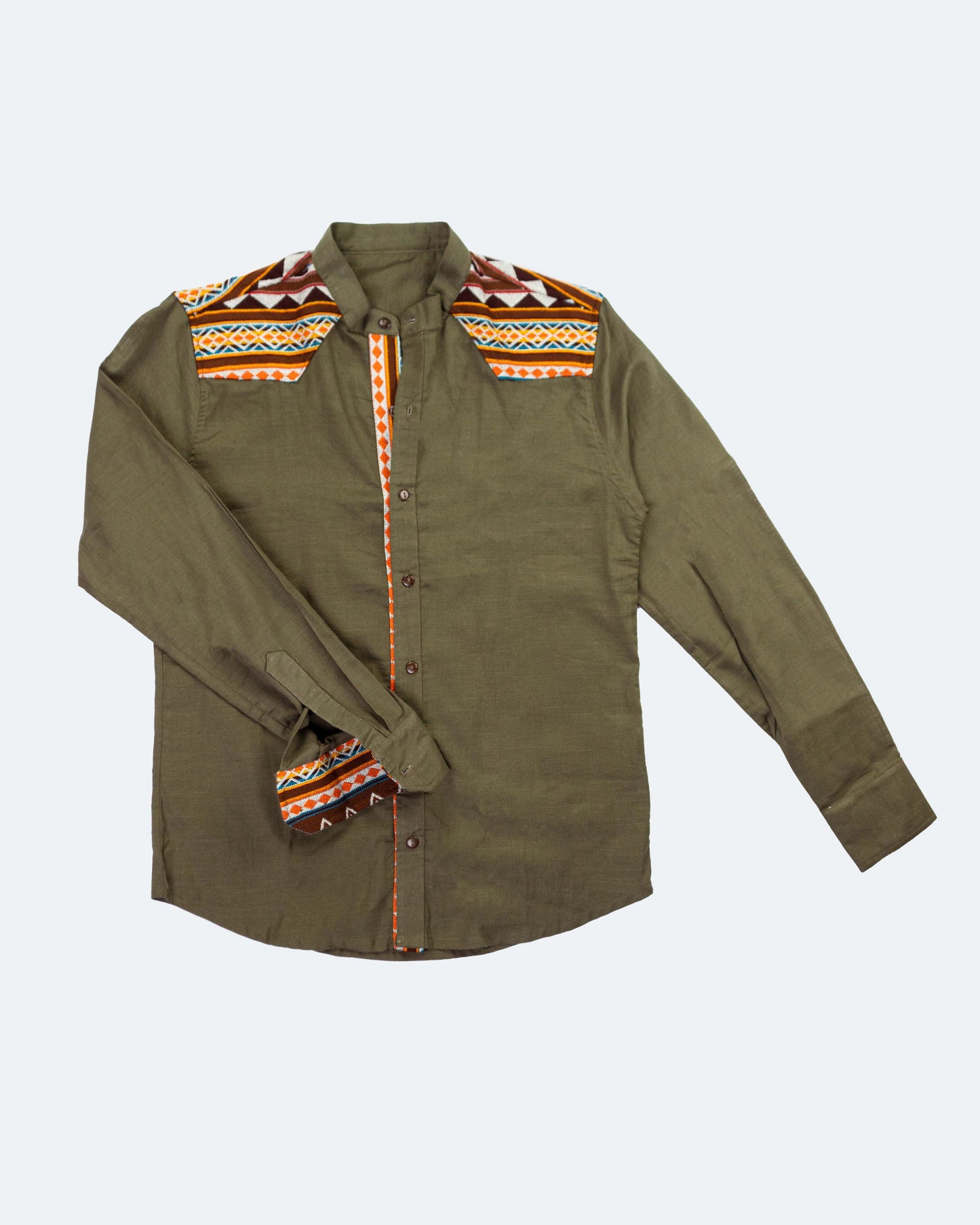 Camisa Lino Manga Larga - Verde