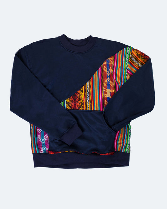 Buzo Unisex Corte Diagonal Tejido Andino - Azul