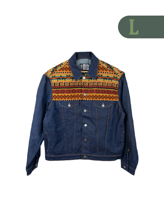 Chaqueta Hombre Jean Tejido Andino Hombro - Azul