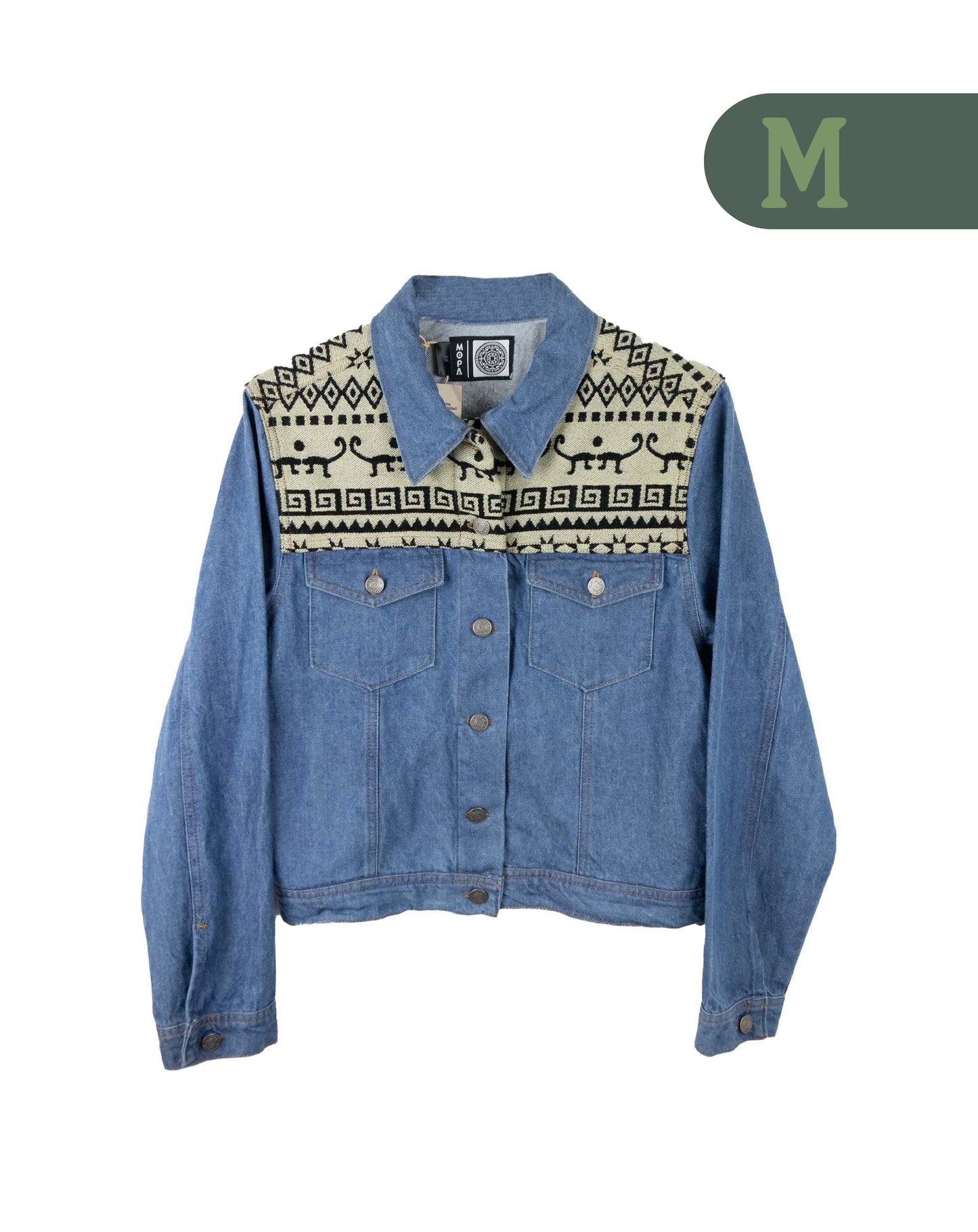 Chaqueta Mujer Jean Tejido Andino Hombro - Azul