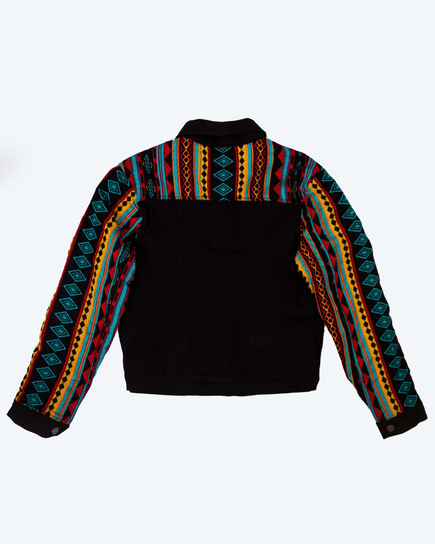 Chaqueta Mujer Jean Tejido Andino -  Mangas + Hombro - Negro