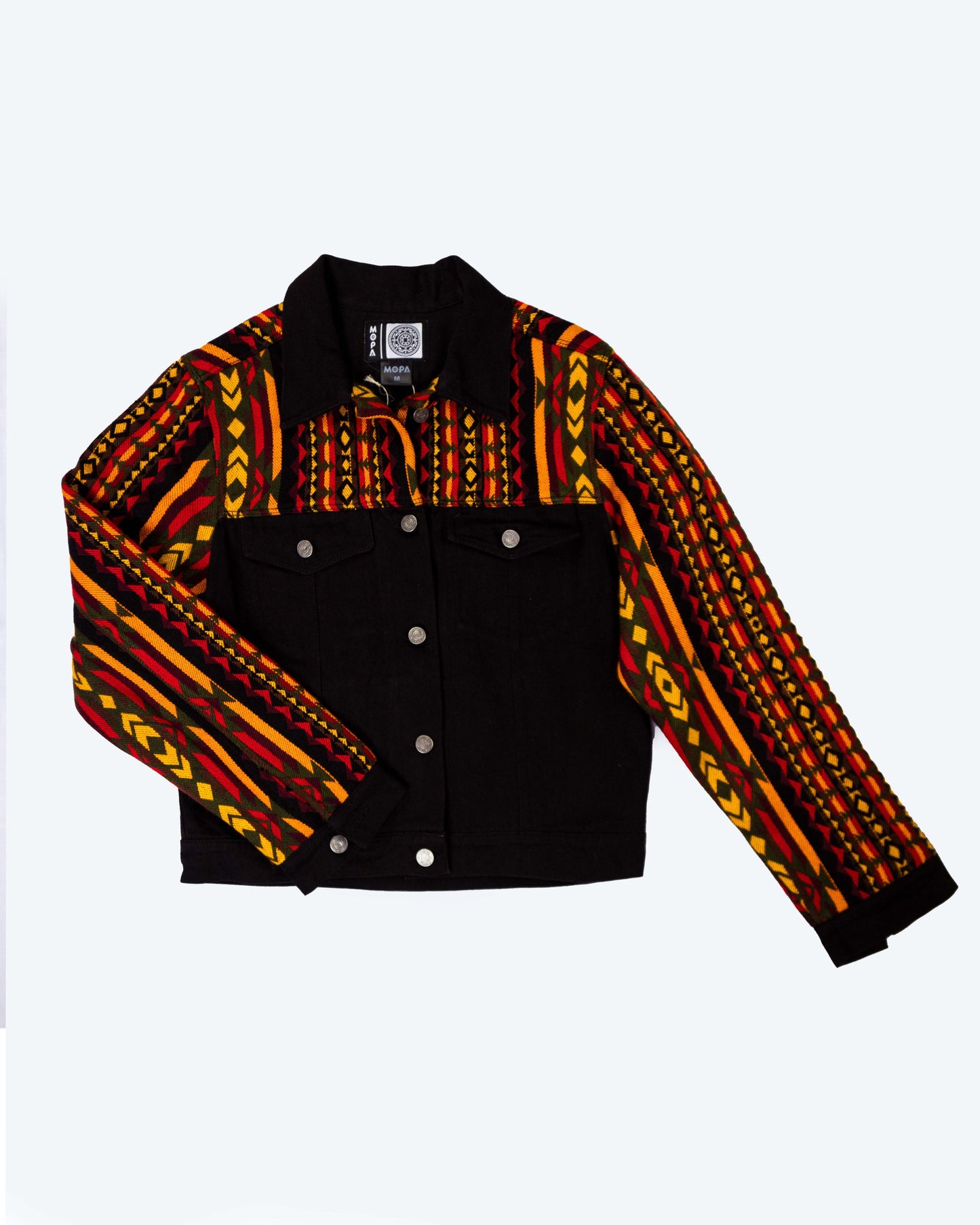 Chaqueta Mujer Jean Tejido Andino -  Mangas + Hombro + Espalda - Negro