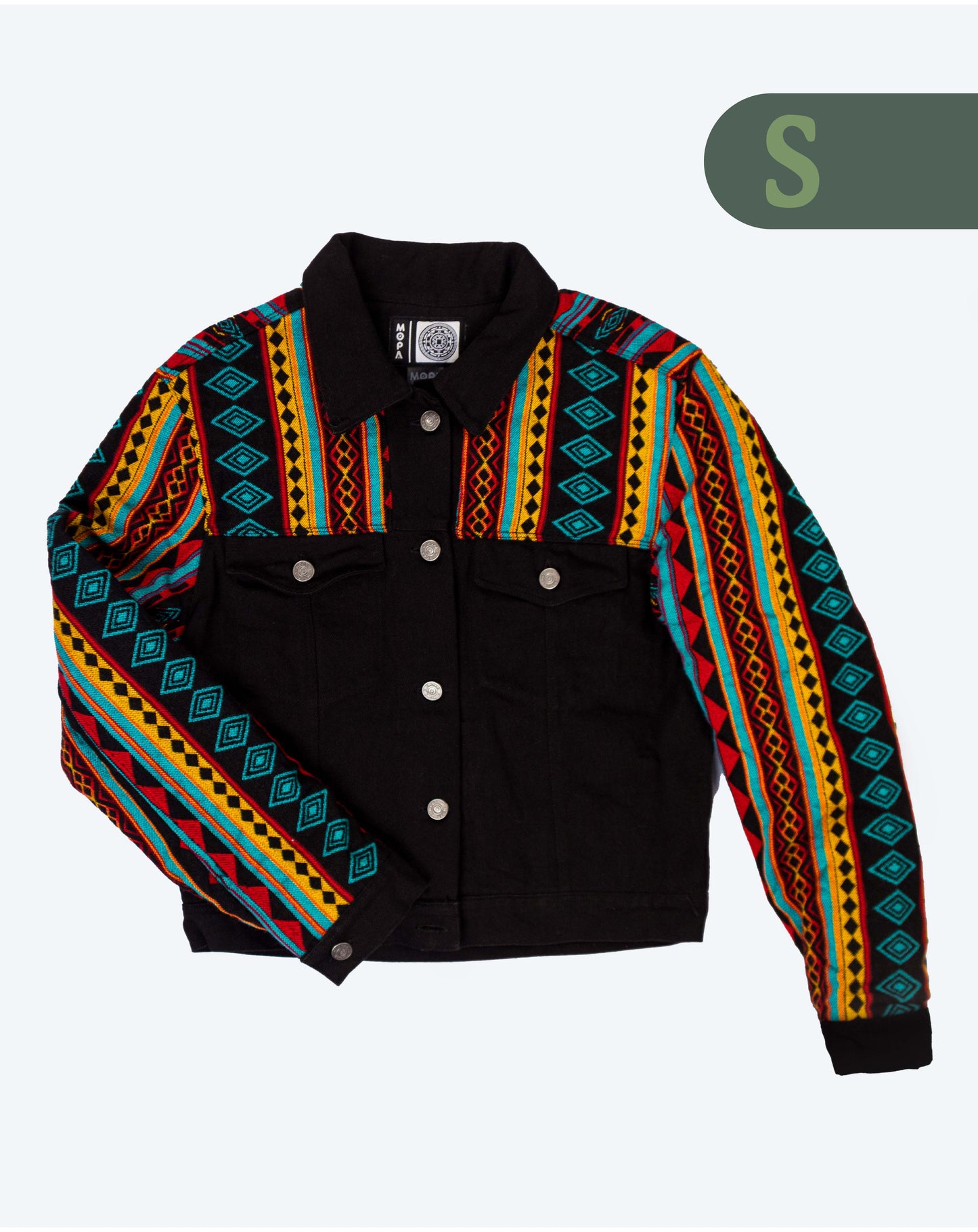 Chaqueta Mujer Jean Tejido Andino -  Mangas + Hombro - Negro