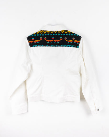 Chaqueta Mujer Jean Tejido Andino Hombro - Blanco