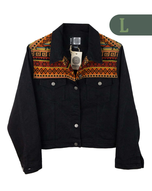 Chaqueta Mujer Jean Tejido Andino Hombro - Negro