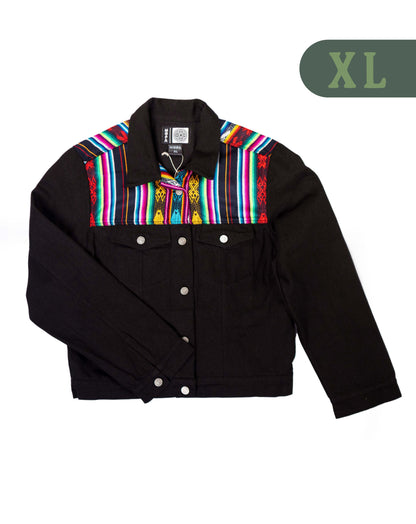 Chaqueta Mujer Jean Tejido Andino Hombro - Negro