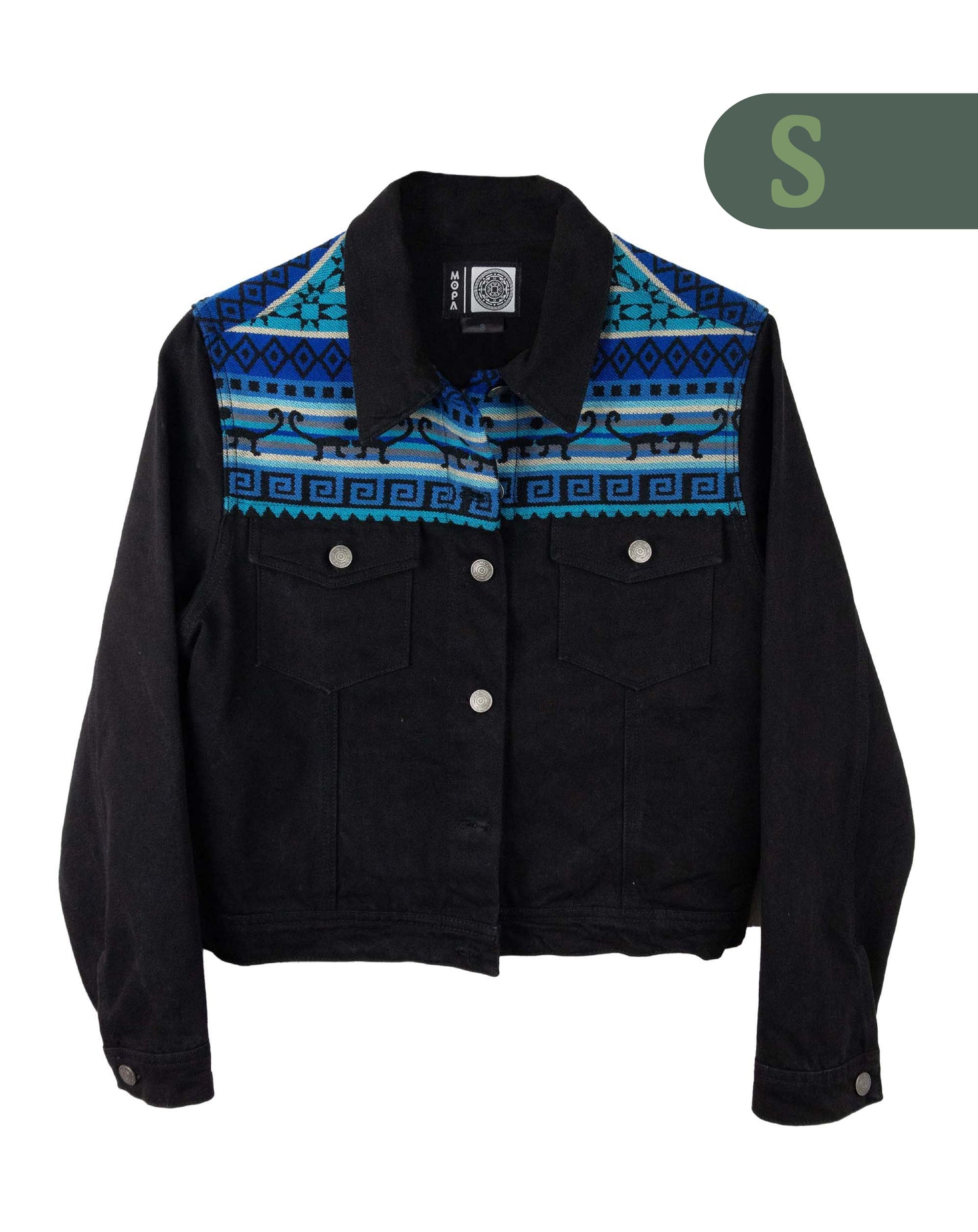 Chaqueta Mujer Jean Tejido Andino Hombro - Negro