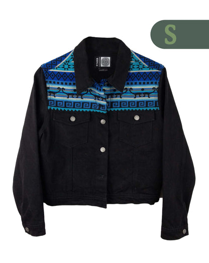 Chaqueta Mujer Jean Tejido Andino Hombro - Negro