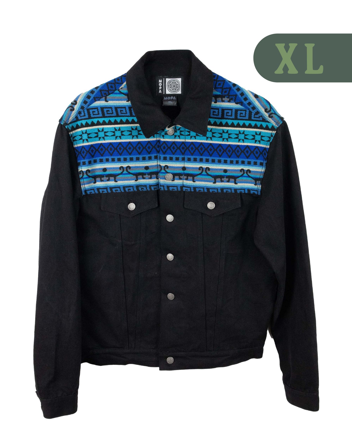 Chaqueta Hombre Jean Tejido Andino Hombro - Negro