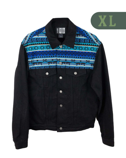 Chaqueta Hombre Jean Tejido Andino Hombro - Negro