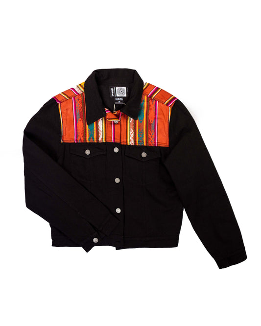Chaqueta Mujer Jean Tejido Andino Hombro + Espalda - Negro
