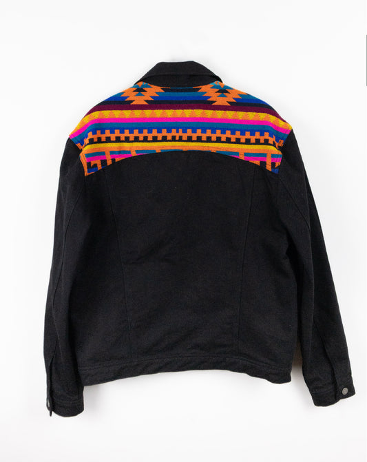 Chaqueta Hombre Jean Tejido Andino Hombro - Negro
