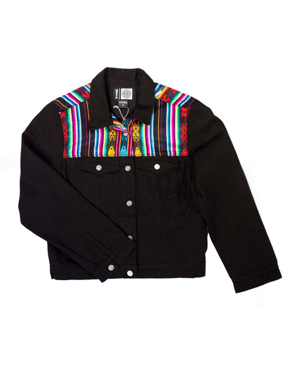 Chaqueta Mujer Jean Tejido Andino Hombro - Negro