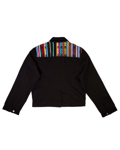 Chaqueta Mujer Jean Tejido Andino Hombro - Negro