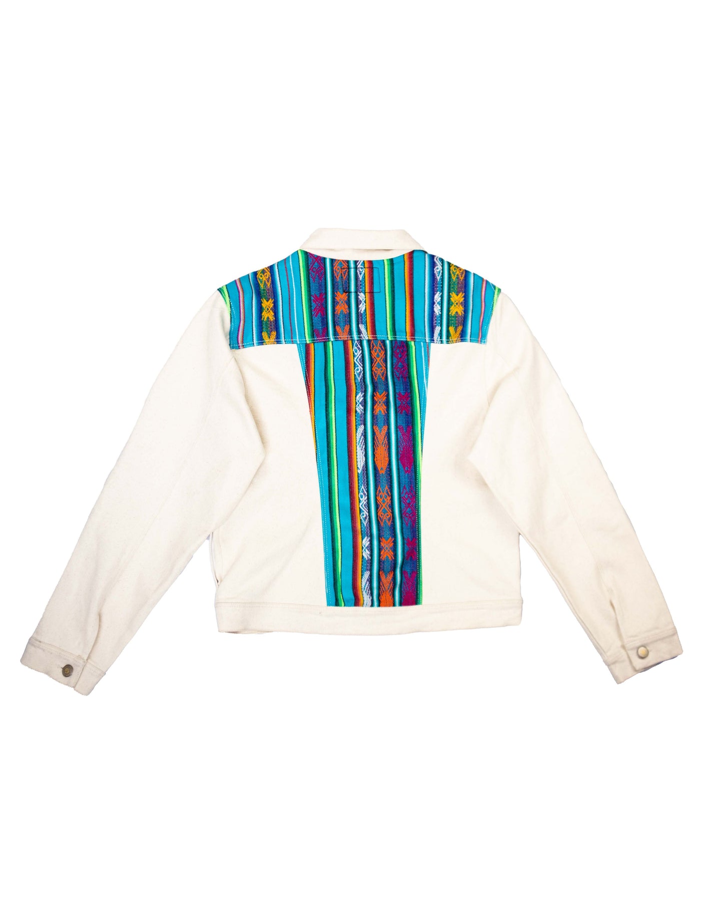 Chaqueta Mujer Jean Tejido Andino Hombro + Espalda - Blanco