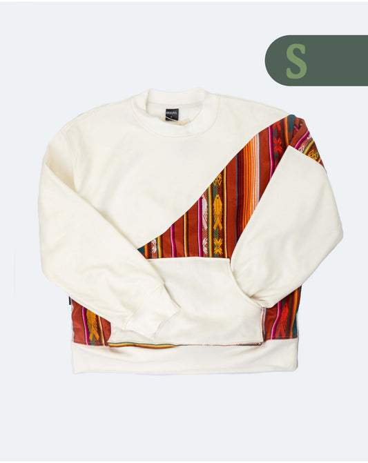 Buzo Unisex Corte Diagonal Tejido Andino - Blanco