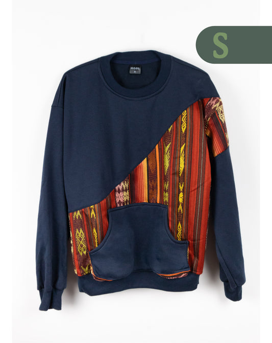 Buzo Unisex Corte Diagonal Tejido Andino - Azul