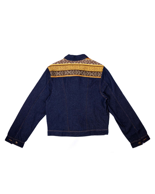 Chaqueta Mujer Jean Tejido Andino Hombro - Azul