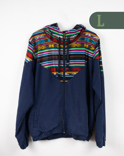 Chaqueta Hombre Tejido Andino Hombros - Azul