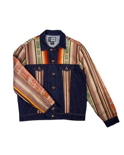 Chaqueta Hombre Jean Tejido Andino Hombro + Frente + Mangas - Azul