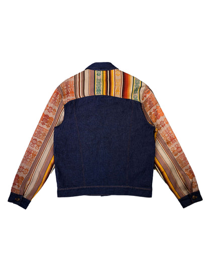 Chaqueta Hombre Jean Tejido Andino Hombro + Frente + Mangas - Azul