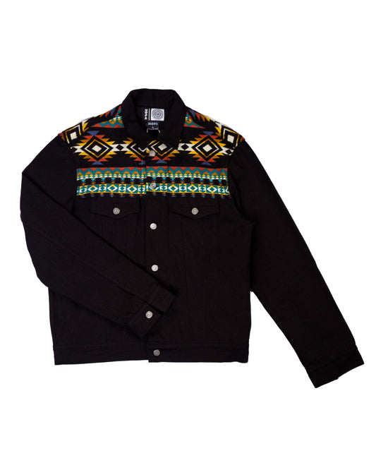 Chaqueta Hombre Jean Tejido Andino Hombro - Negro