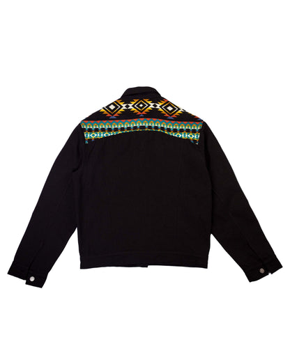 Chaqueta Hombre Jean Tejido Andino Hombro - Negro