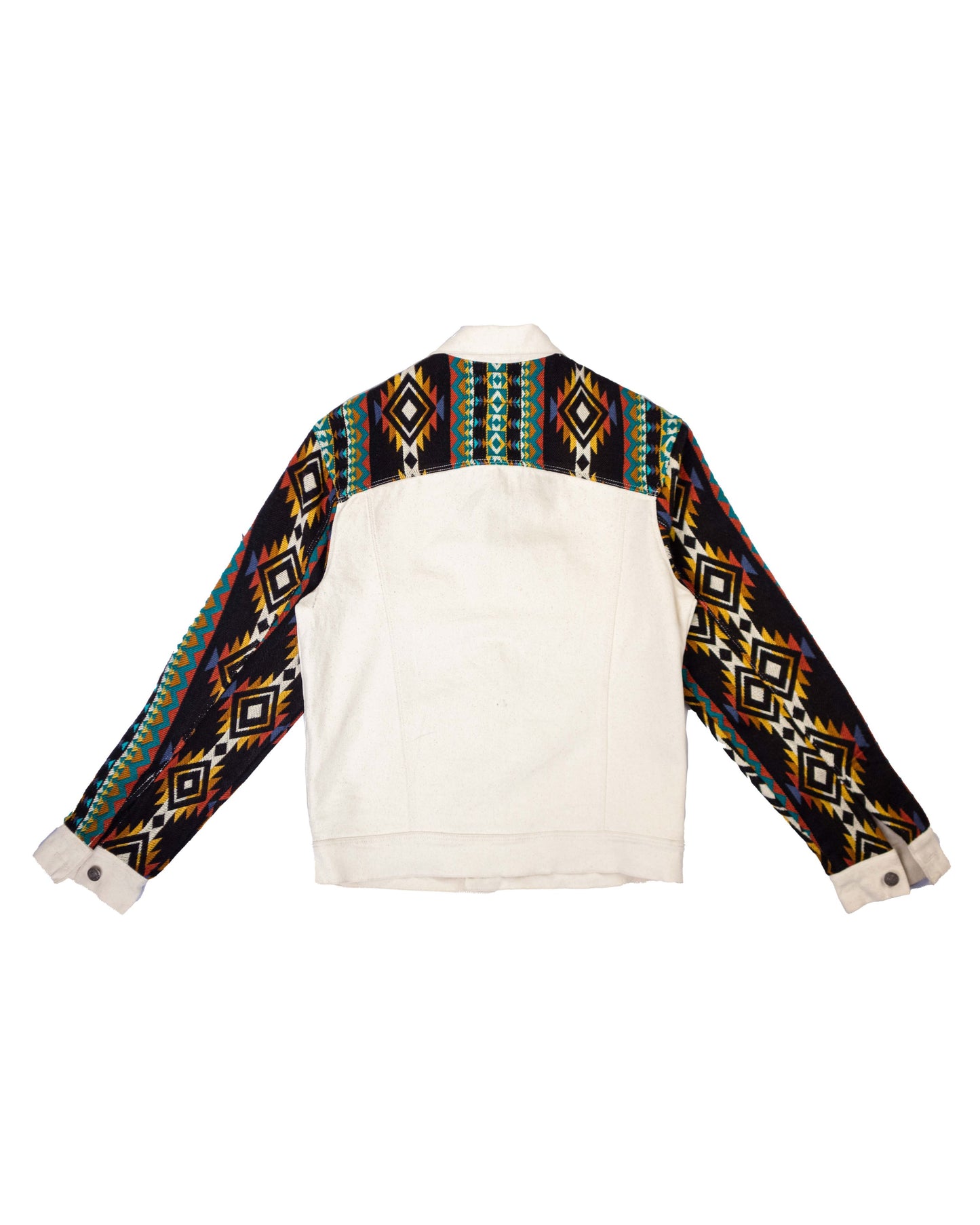 Chaqueta Hombre Jean Tejido Andino Hombro + Frente + Mangas - Blanco