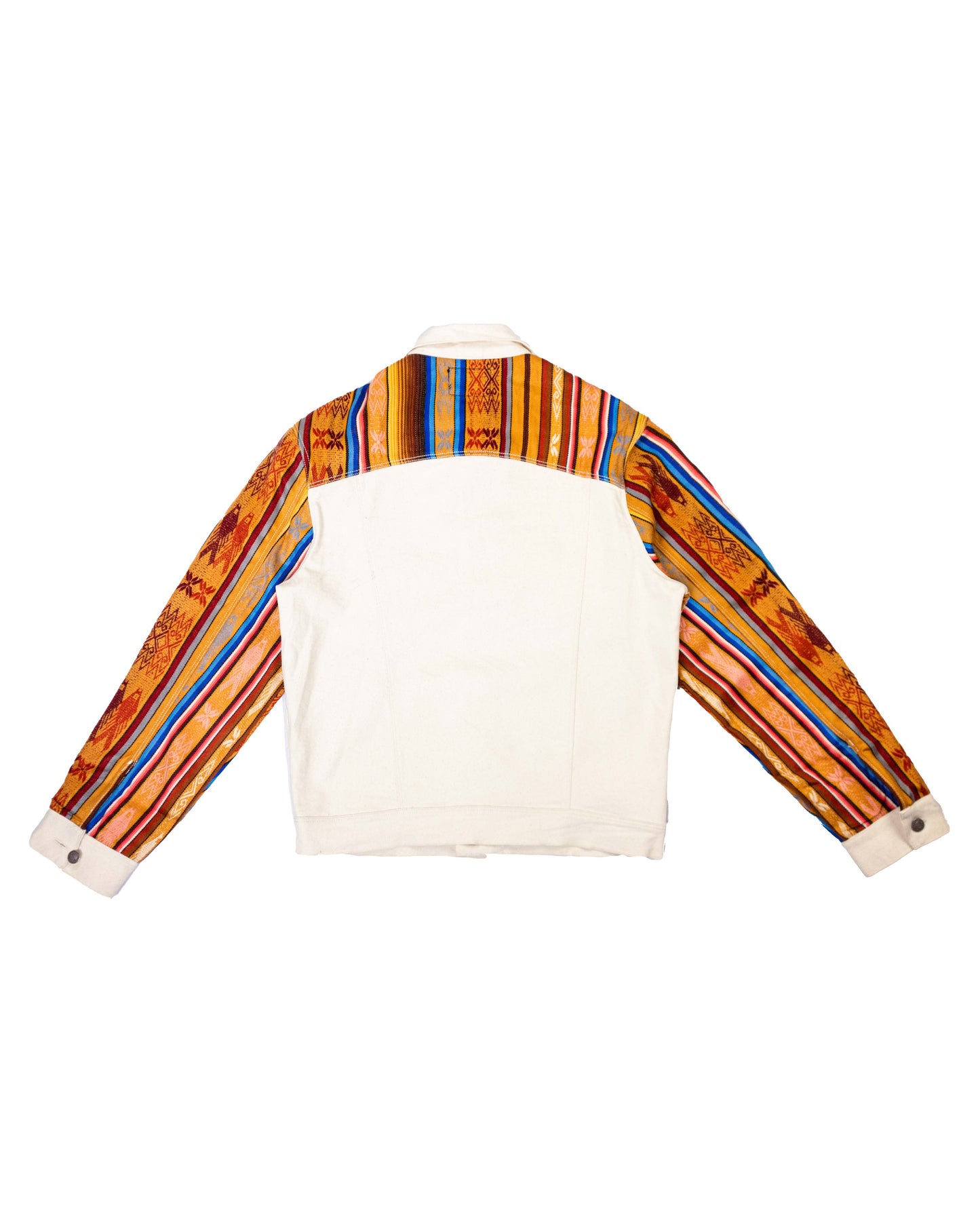 Chaqueta Hombre Jean Tejido Andino Hombro + Frente + Mangas - Blanco