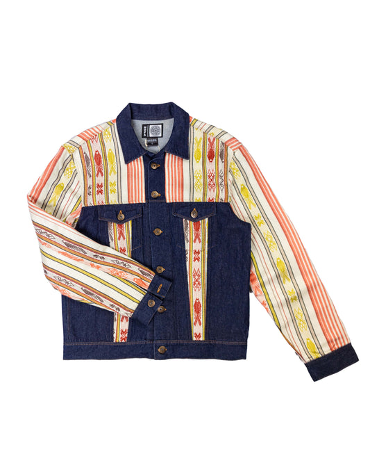 Chaqueta Hombre Jean Tejido Andino Hombro + Frente + Mangas - Azul