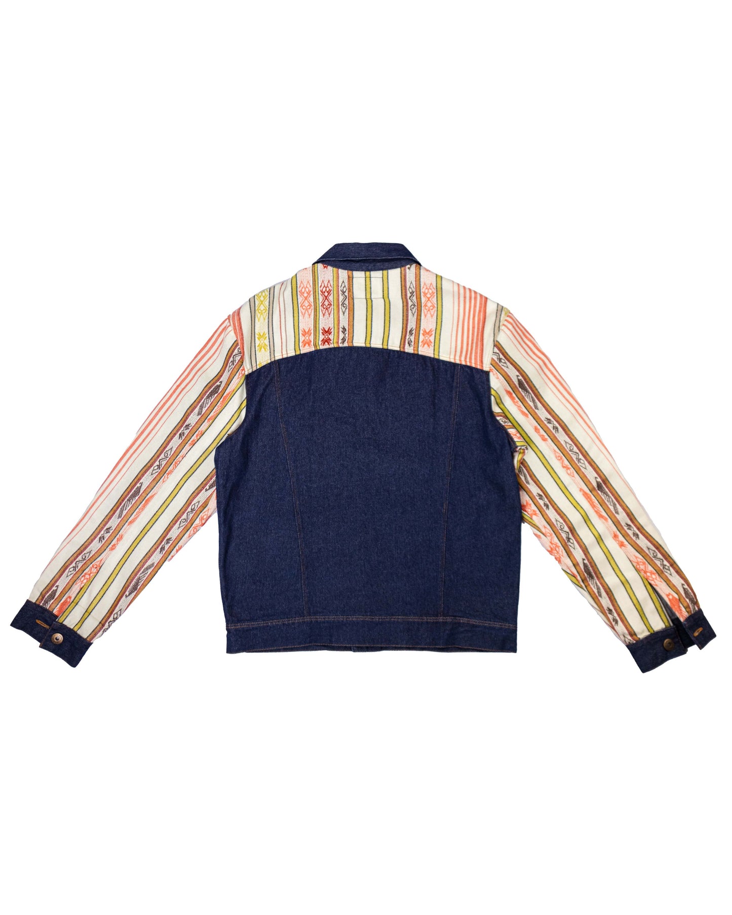 Chaqueta Hombre Jean Tejido Andino Hombro + Frente + Mangas - Azul