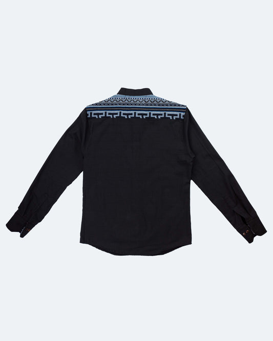 Camisa Lino Manga Larga - Negro