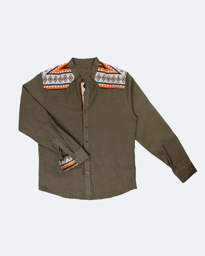 Camisa Lino Manga Larga - Verde