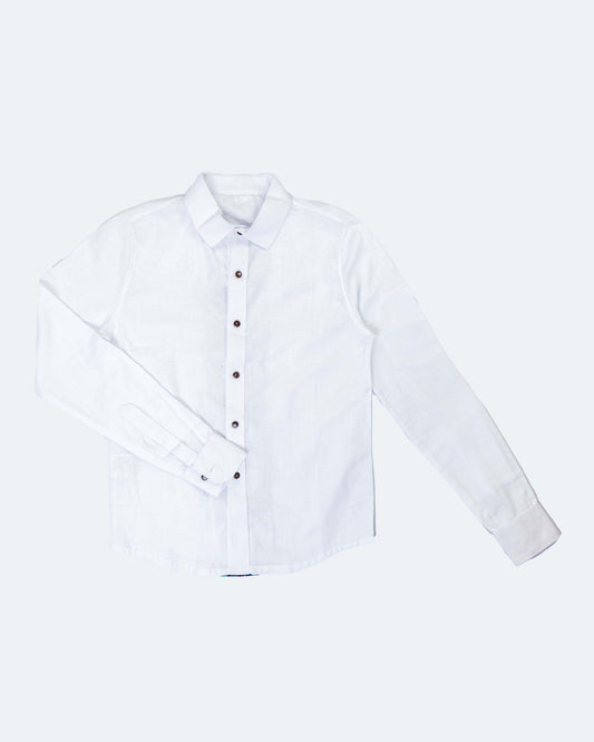 Camisa Lino Manga Larga - Blanco