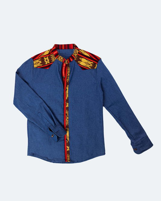 Camisa Jean Manga Larga - Azul