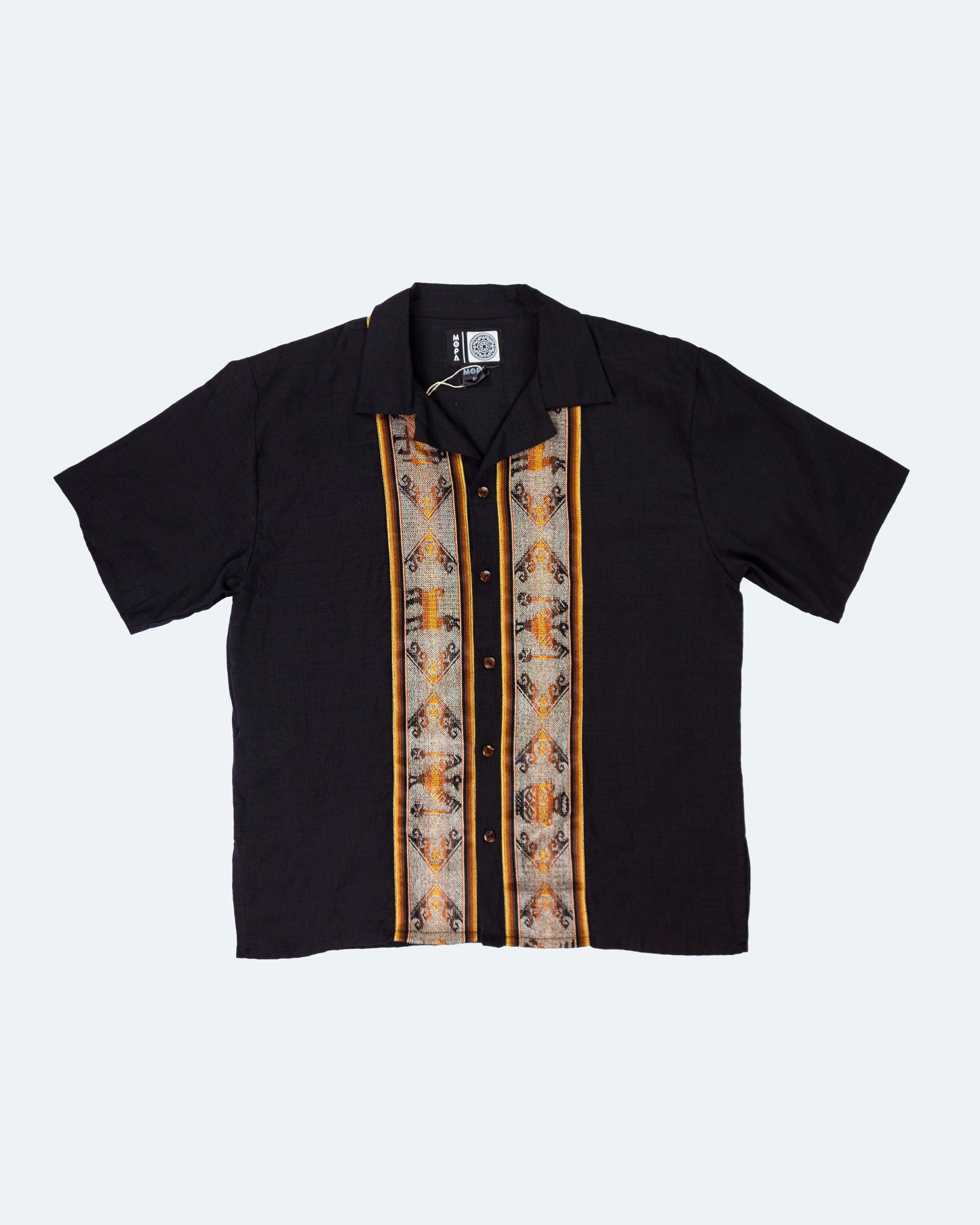 Camisa Lino Manga Corta - Negro