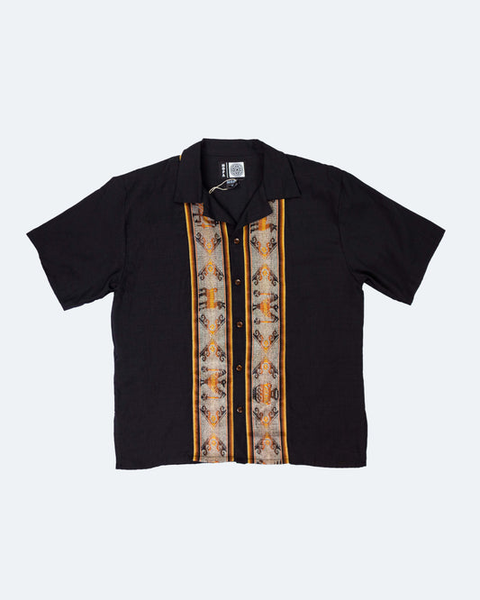 Camisa Lino Manga Corta - Negro