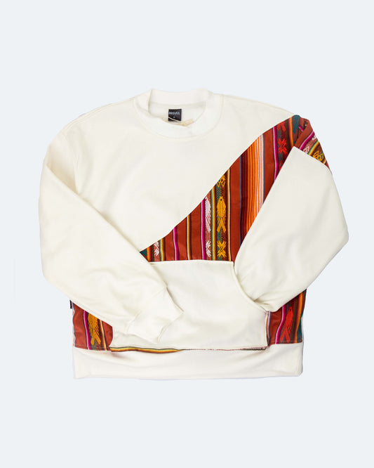 Buzo Unisex Corte Diagonal Tejido Andino - Blanco