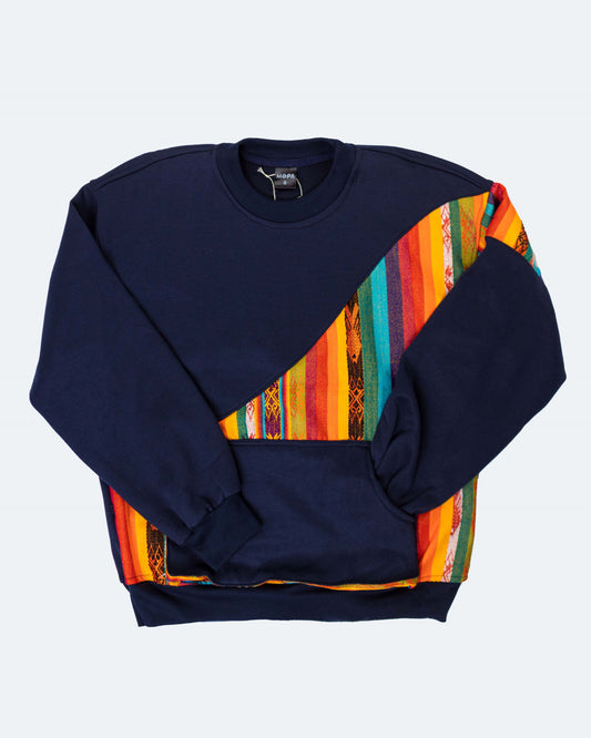 Buzo Unisex Corte Diagonal Tejido Andino - Azul