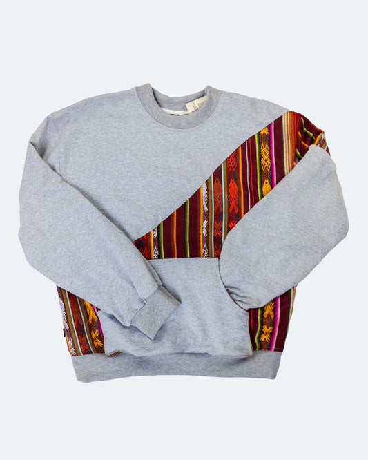 Buzo Unisex Corte Diagonal Tejido Andino - Gris