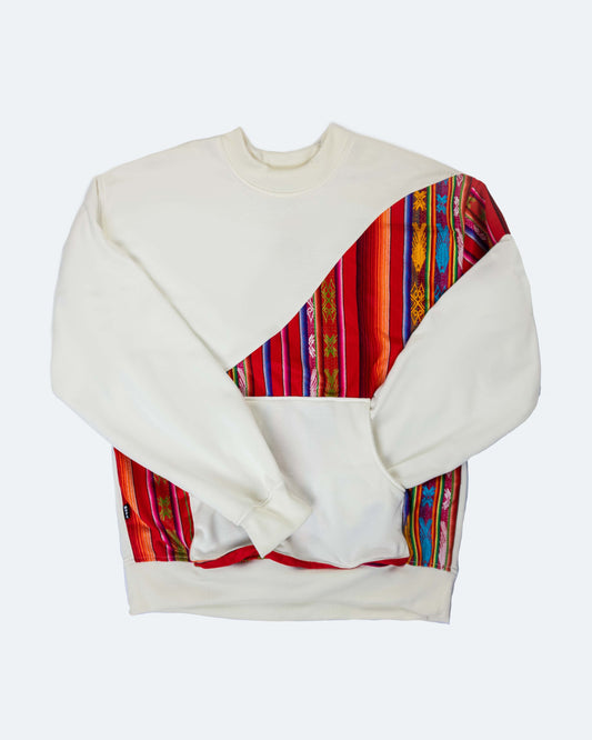 Buzo Unisex Corte Diagonal Tejido Andino - Blanco