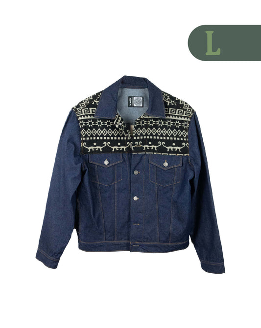 Chaqueta Hombre Jean Tejido Andino Hombro - Azul