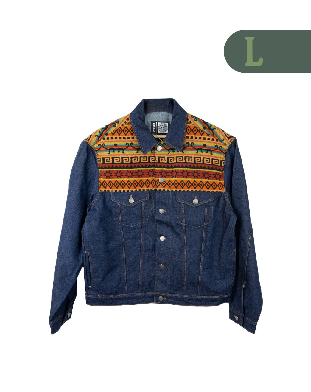 Chaqueta Hombre Jean Tejido Andino Hombro - Azul