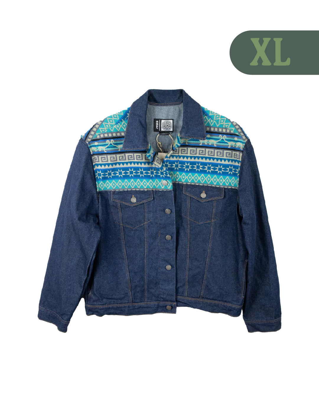 Chaqueta Hombre Jean Tejido Andino Hombro - Azul